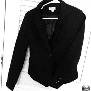 Black blazer, textured, 1 button: black/silver